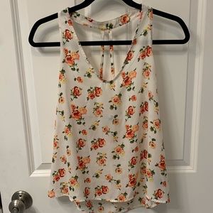 Forever 21 razorback floral tank top womens small